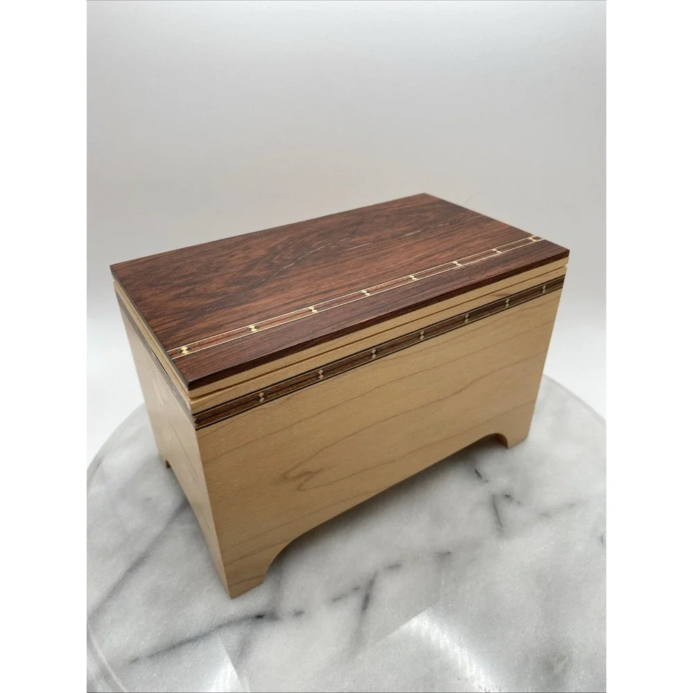 Maple Wood Trinket/Jewelry Box /Removeable Lid/ Inlay Wood 7